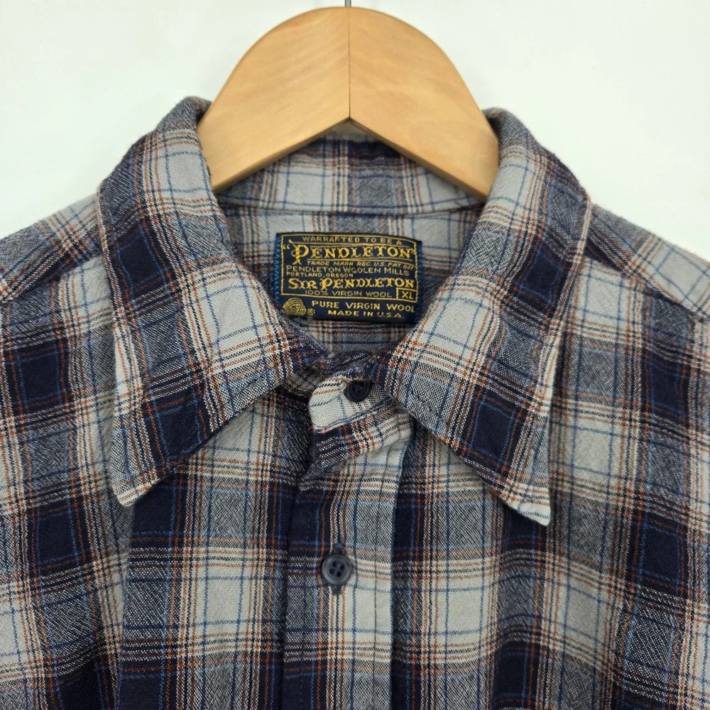 Vtg 60s/70s Sir Pendleton Wool Flannel Shirt Mens XL Plaid USA Made Long Sleeve
